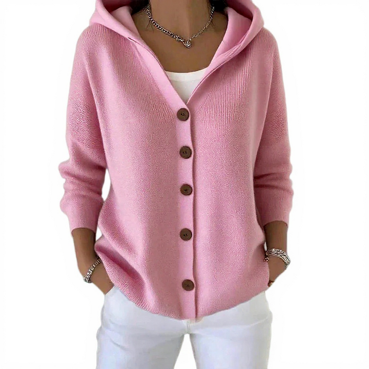 VERA - HOODED BUTTON-UP CARDIGAN