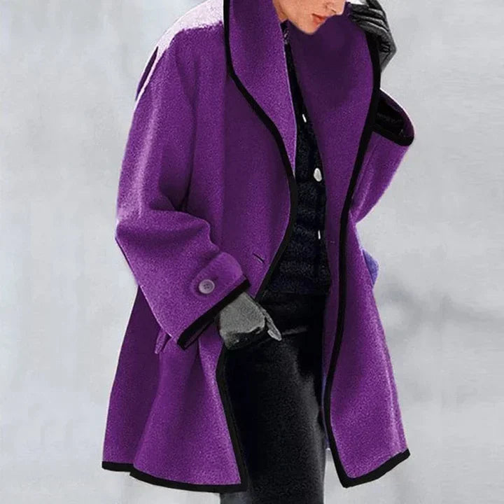 SHIRLEY – ELEGANT CONTRAST TRIM COAT