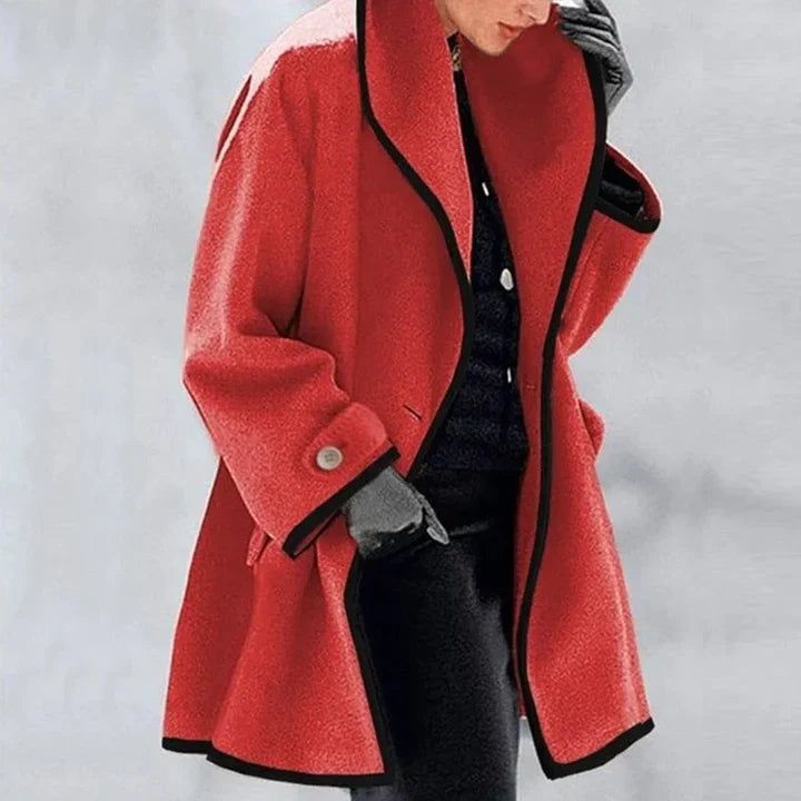 SHIRLEY – ELEGANT CONTRAST TRIM COAT