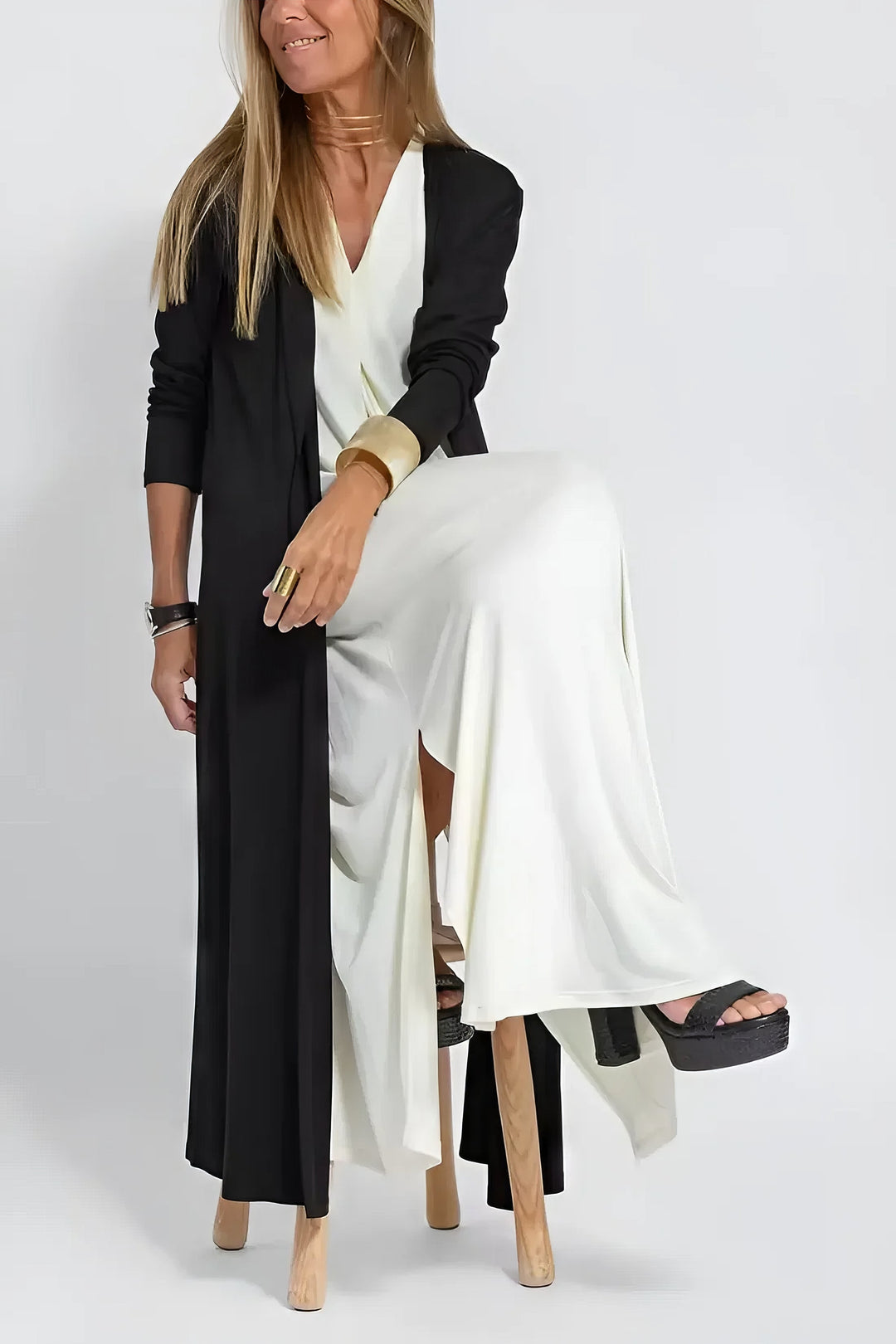 JANETTE - SCULPTED MAXI DRESS WITH CARDIGAN