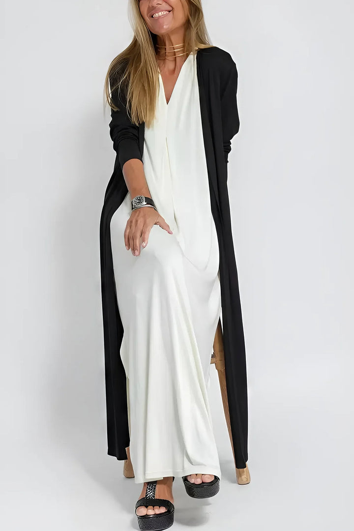 JANETTE - SCULPTED MAXI DRESS WITH CARDIGAN