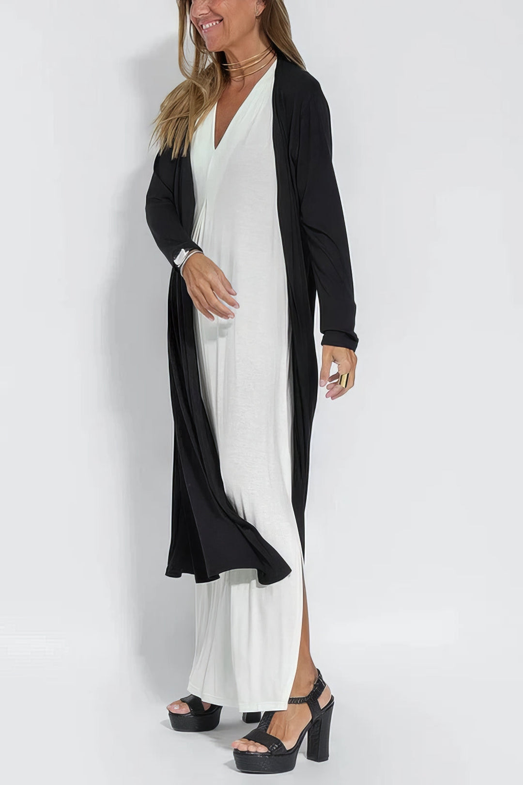 JANETTE - SCULPTED MAXI DRESS WITH CARDIGAN