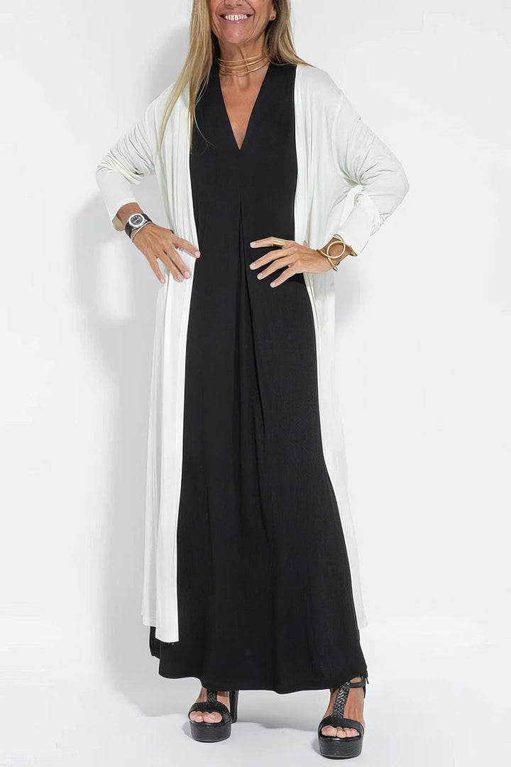 JANETTE - SCULPTED MAXI DRESS WITH CARDIGAN