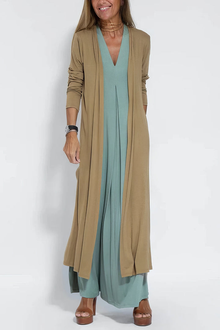 JANETTE - SCULPTED MAXI DRESS WITH CARDIGAN