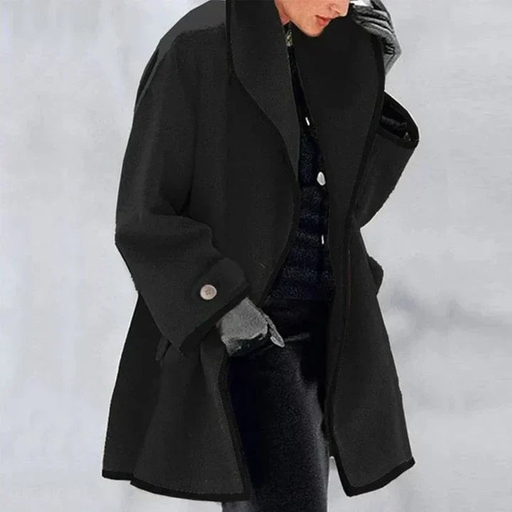 SHIRLEY – ELEGANT CONTRAST TRIM COAT